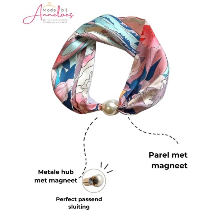 Halssjaal zacht roze en blue met parelsluiting 549 Halssjaal zacht roze en blue met parelsluiting 549